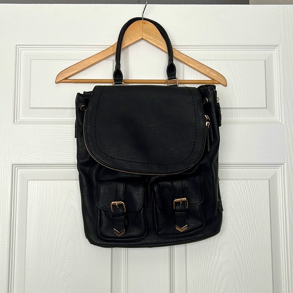 Faux leather convertible backpack purse with gold hardware ALDO